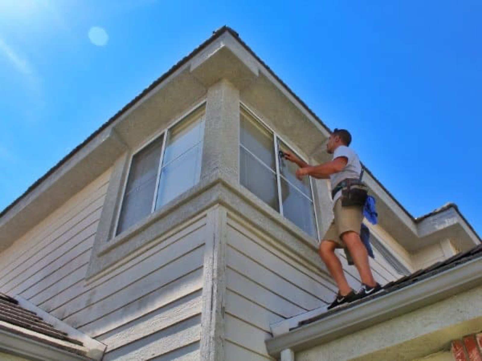 Upper roofline and dormer cleaning