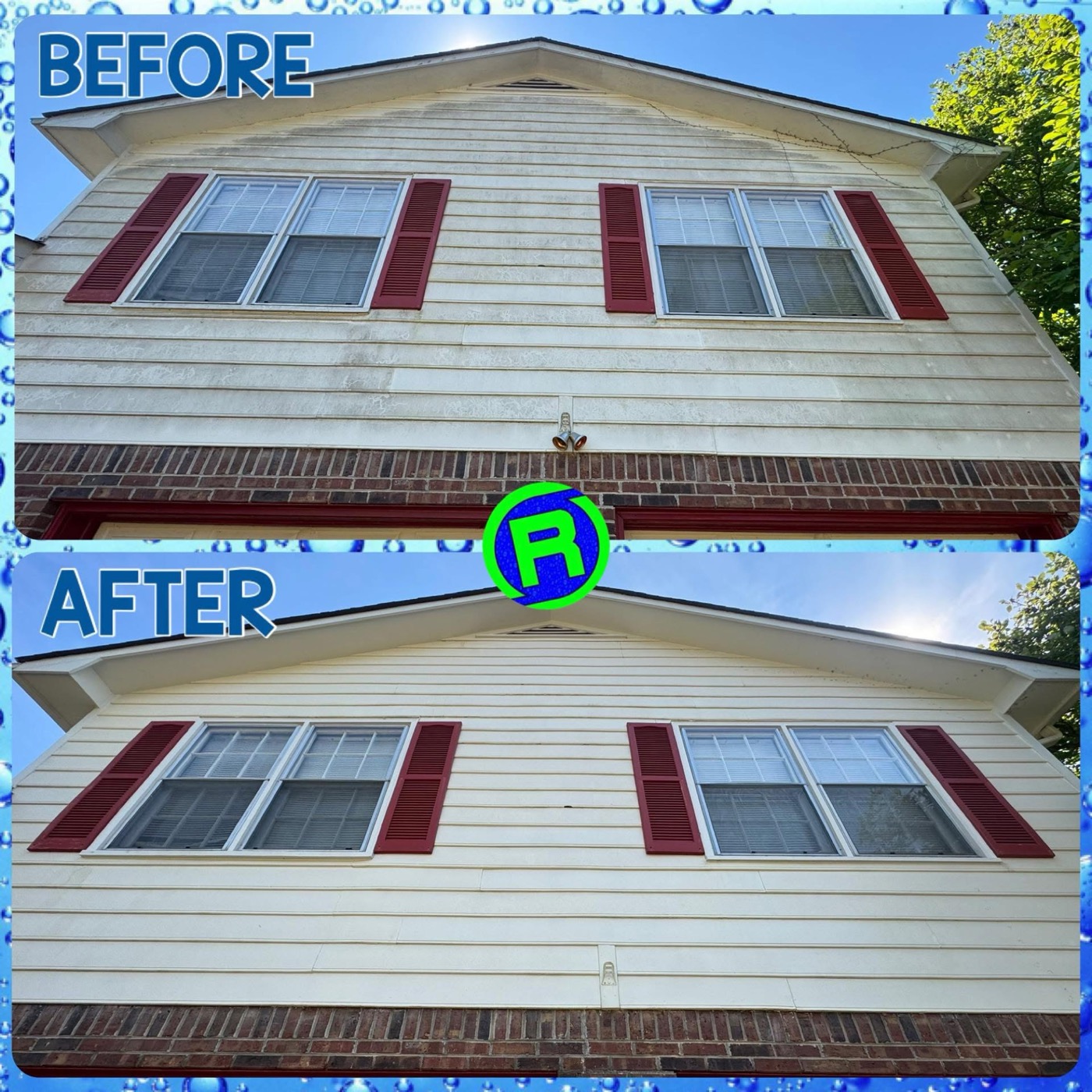 White house siding before and after cleaning
