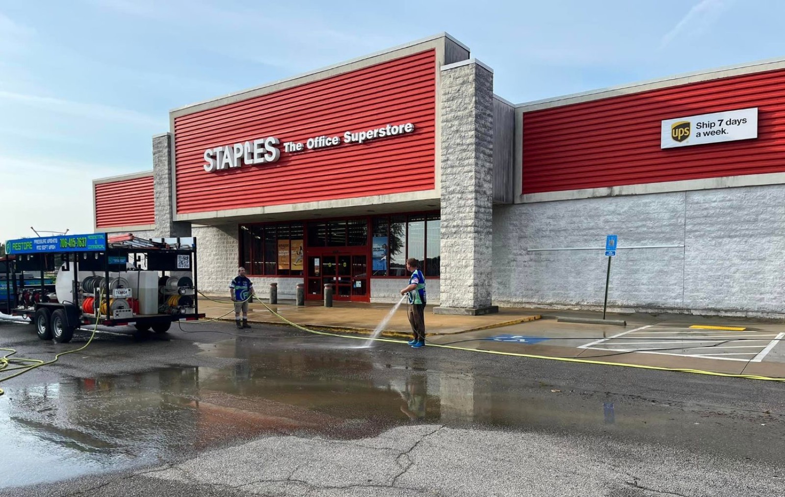 Commercial storefront pressure washing in West Georgia