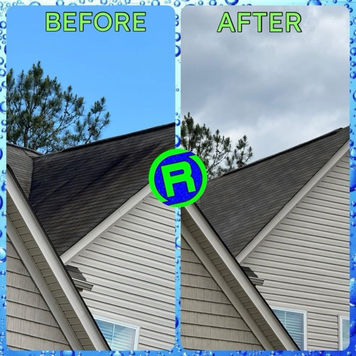 Shingle roof before and after Restore soft washing
